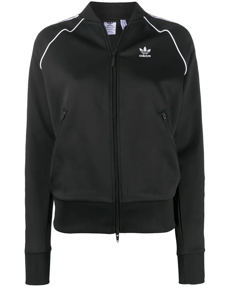 adidas Sweatshirt mit Reißverschluss - Schwarz Schwarz
