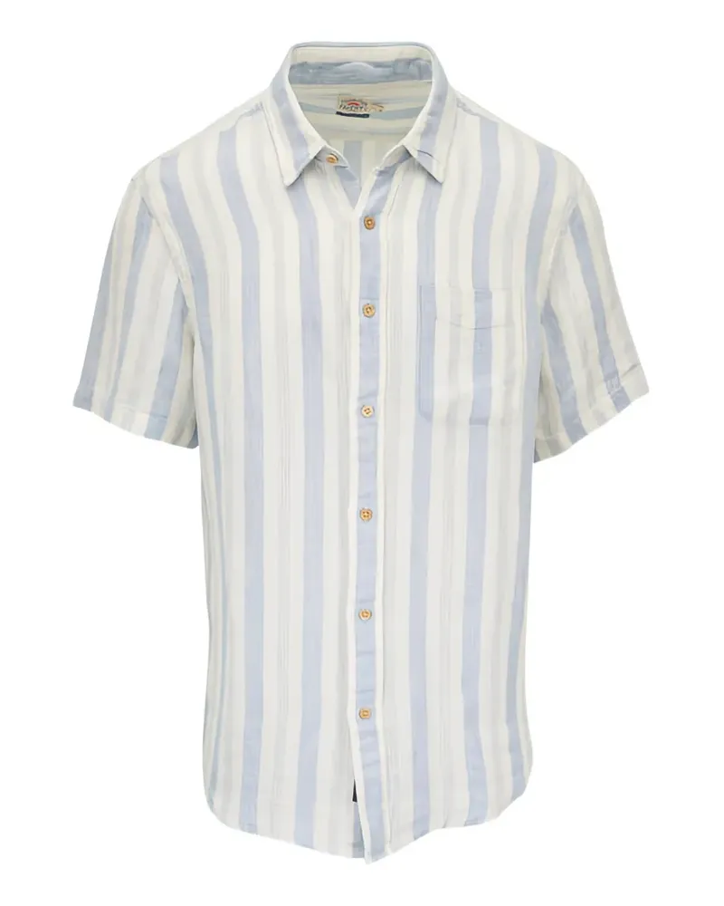Faherty Palma Island striped linen shirt - Blau Blau