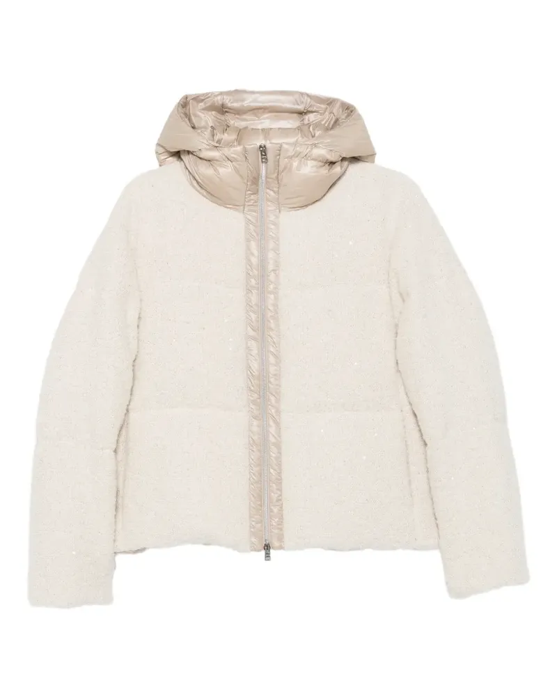Herno Kapuzen-Steppjacke mit Pailletten - Nude Nude