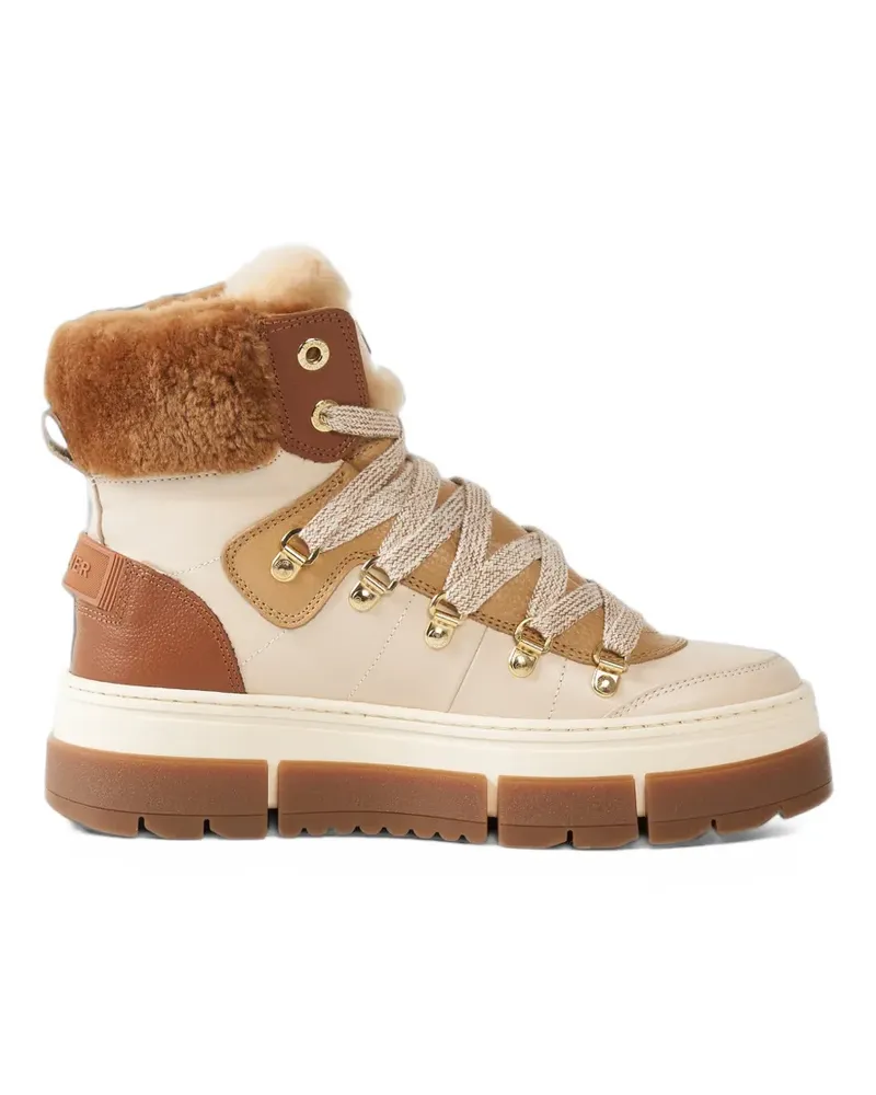 Bogner Vaduz shearling-trim lace-up ankle boots - Nude Nude