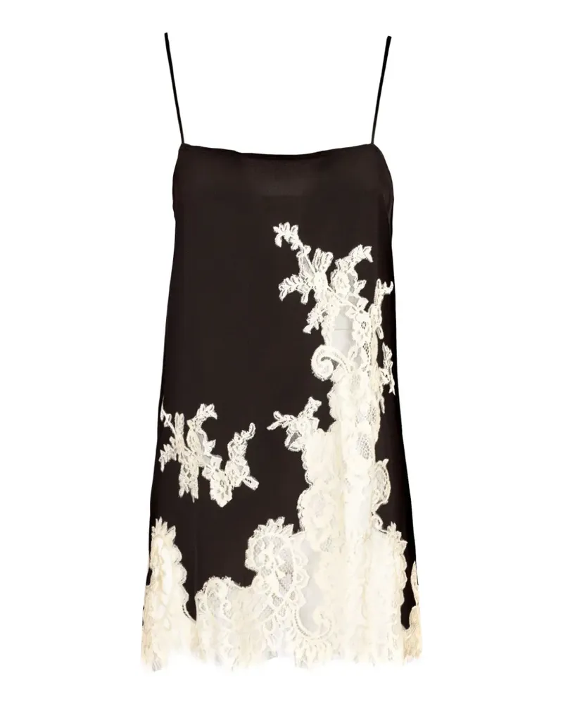 Semicouture lace-appliqué square-neck top - Braun Braun