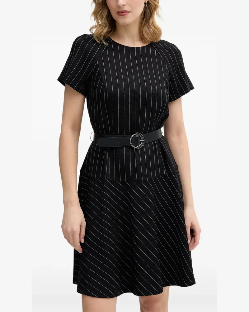 DKNY striped belted mini dress - Schwarz Schwarz