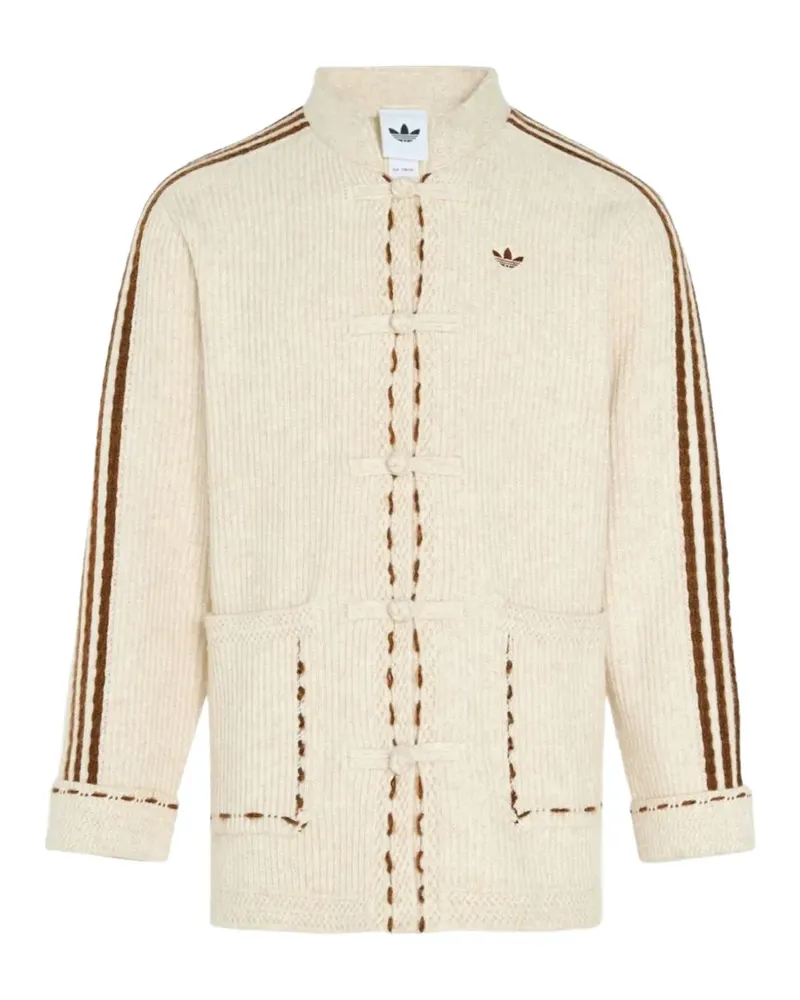 adidas frog-fastening knit jacket - Nude Nude