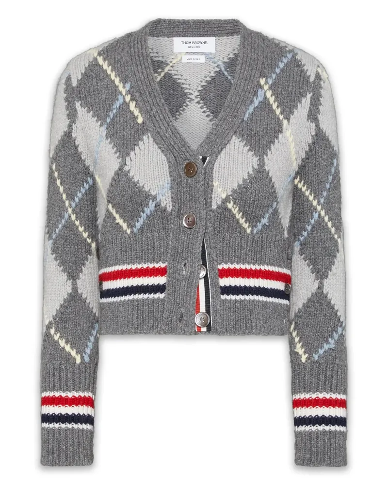 Thom Browne Cardigan mit Argyle-Muster - Grau Grau