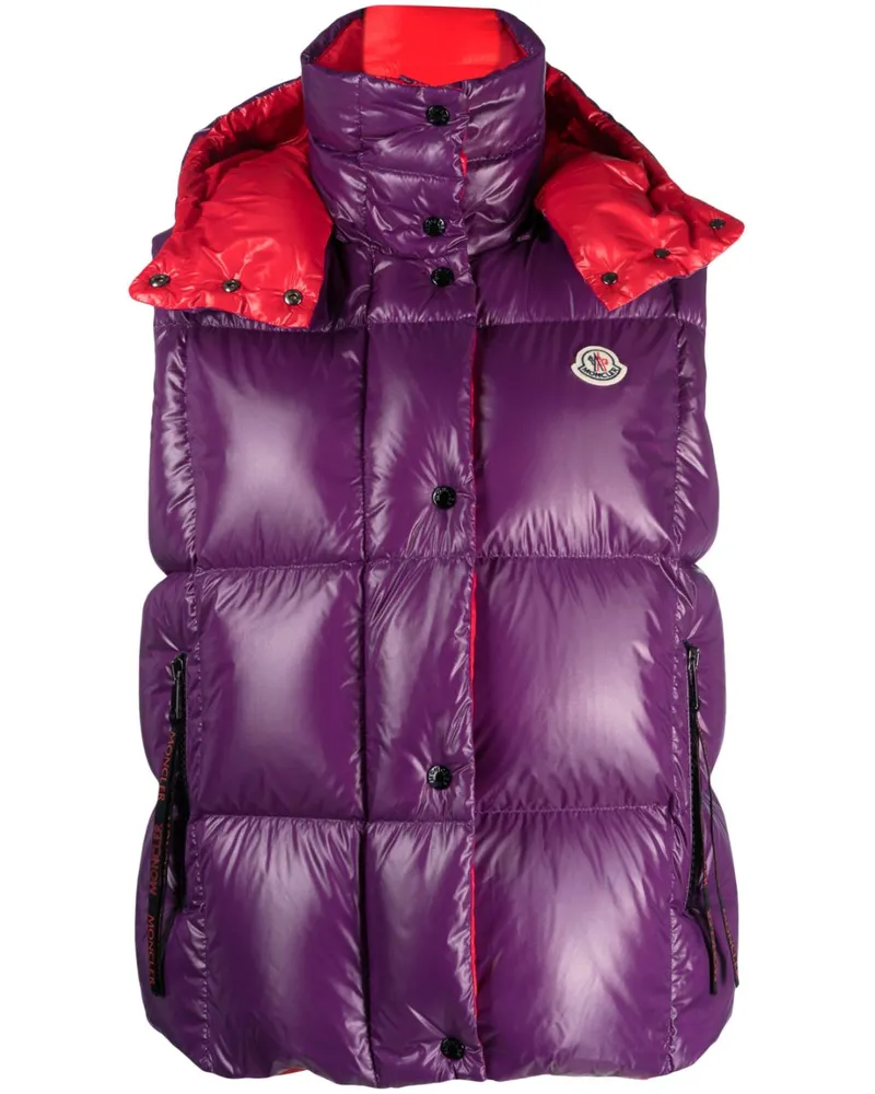 Moncler Gefütterte Weste mit Logo-Patch - Violett Violett