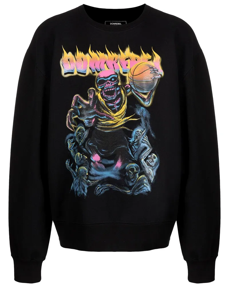 DOMREBEL Sweatshirt mit Print Schwarz