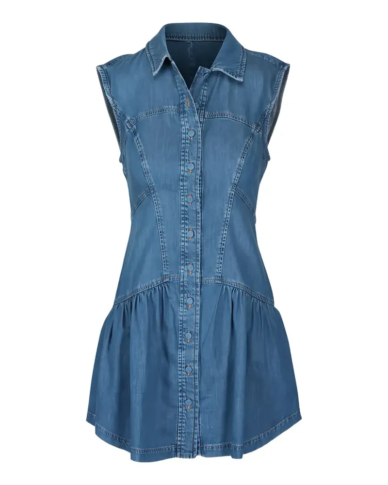 Frame Denim Ärmelloses Kleid mit Rüschen - Blau Blau