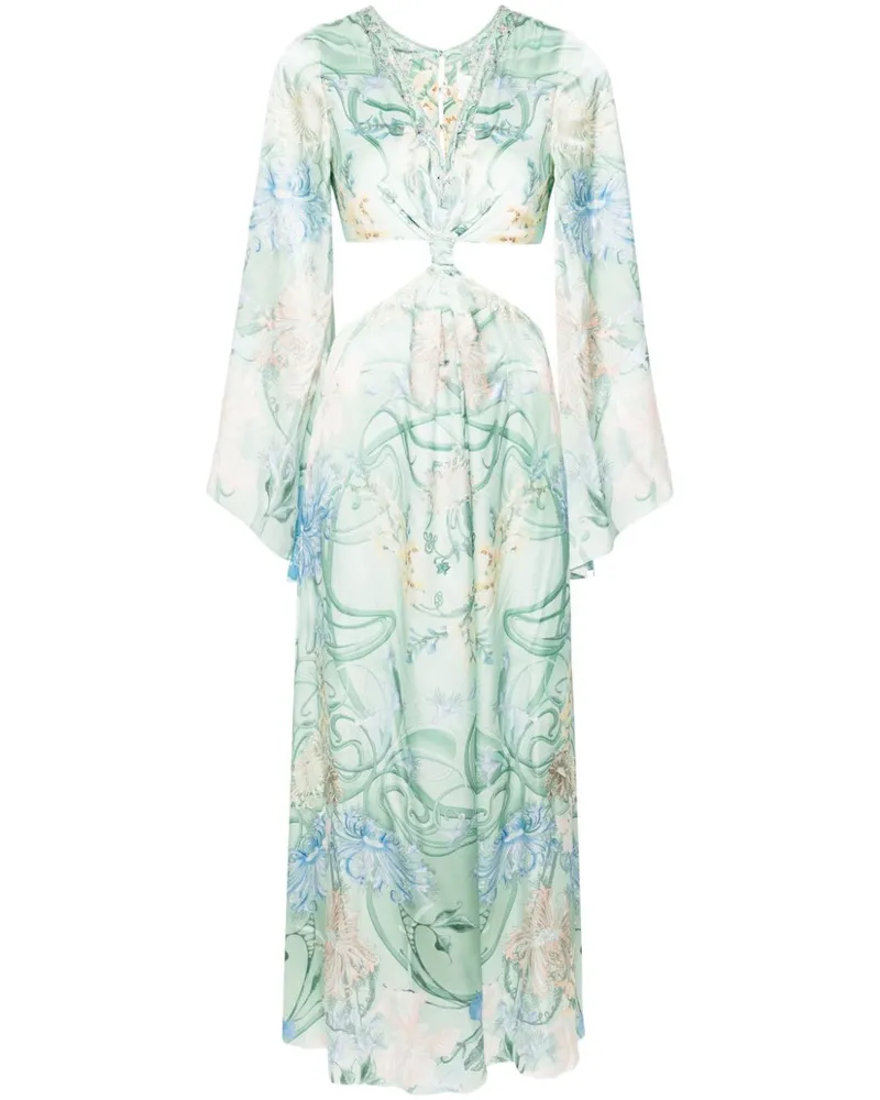 Camilla Maxikleid aus Seide mit Blumen-Print - Grün Grün