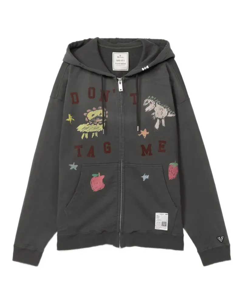 MIHARAYASUHIRO Kapuzenjacke mit Kritzel-Print - Grau Grau