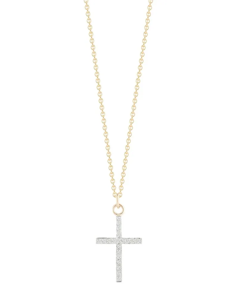 MATEO 14kt Cross Gelbgoldhalskette mit Diamanten Gold