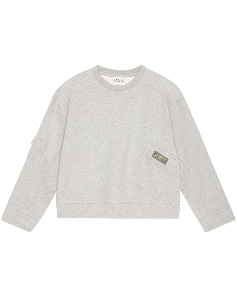 Ganni Sweatshirt mit Logo-Patch - Grau Grau