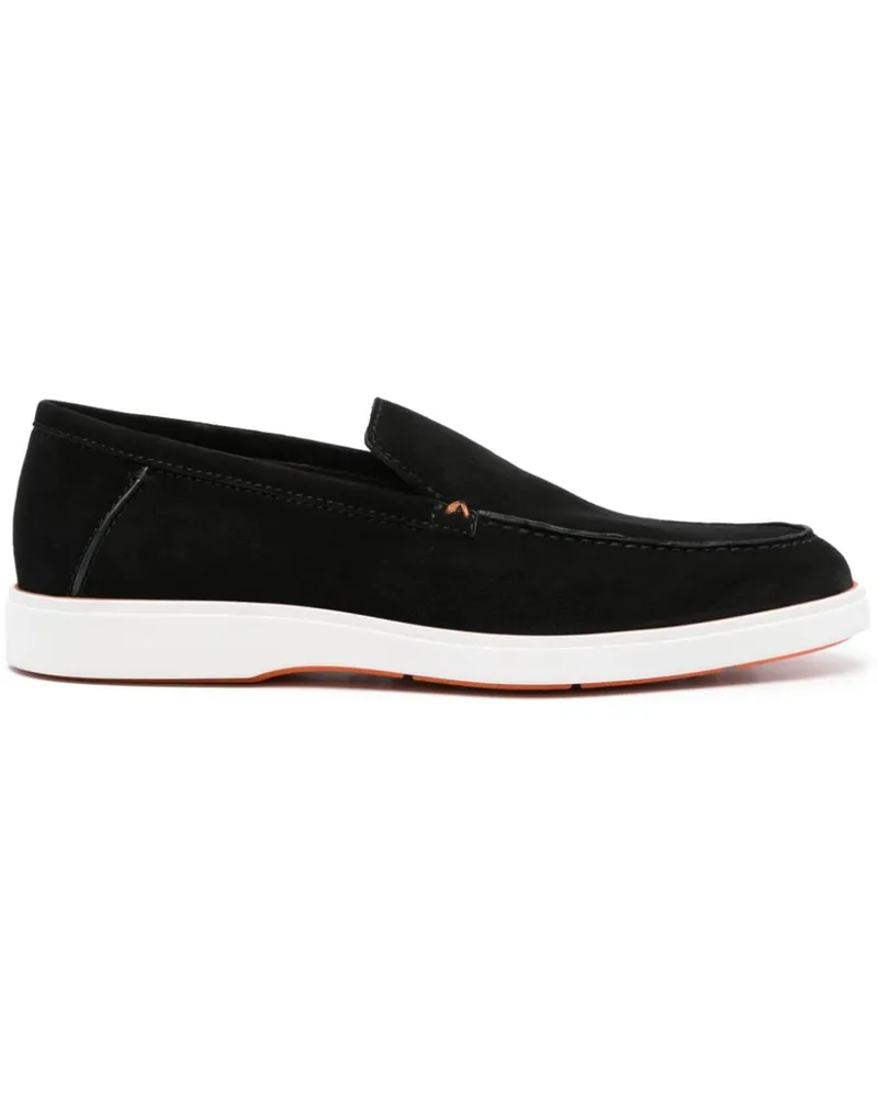 Santoni Drain Loafer aus Wildleder - Schwarz Schwarz