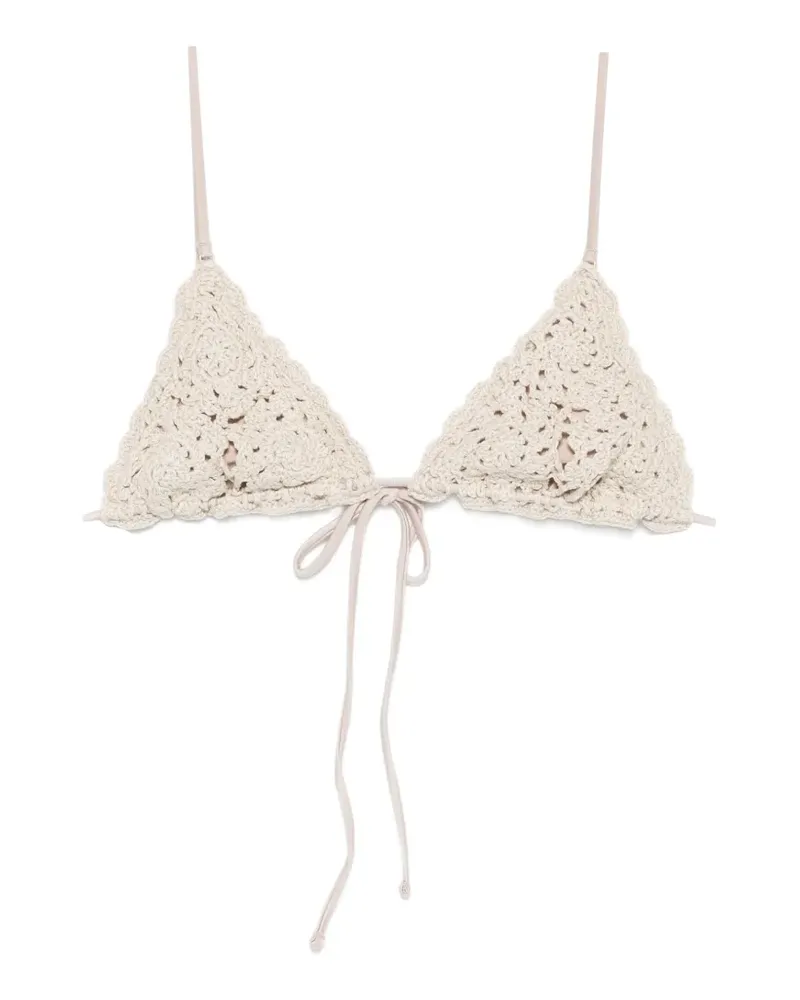 Frankies Bikinis Elena crochet-knit triangle bikini top - Nude Nude