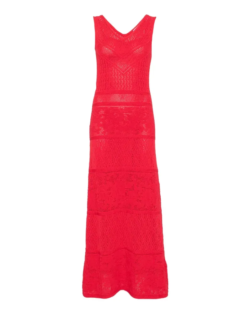 Blumarine crochet-knit V-neck maxi dress - Rot Rot