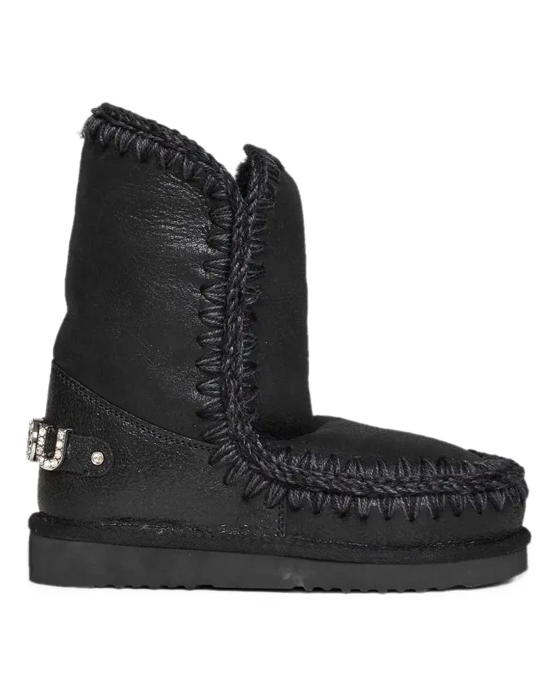 Mou crochet-stitch sheepskin snow boots - Schwarz Schwarz