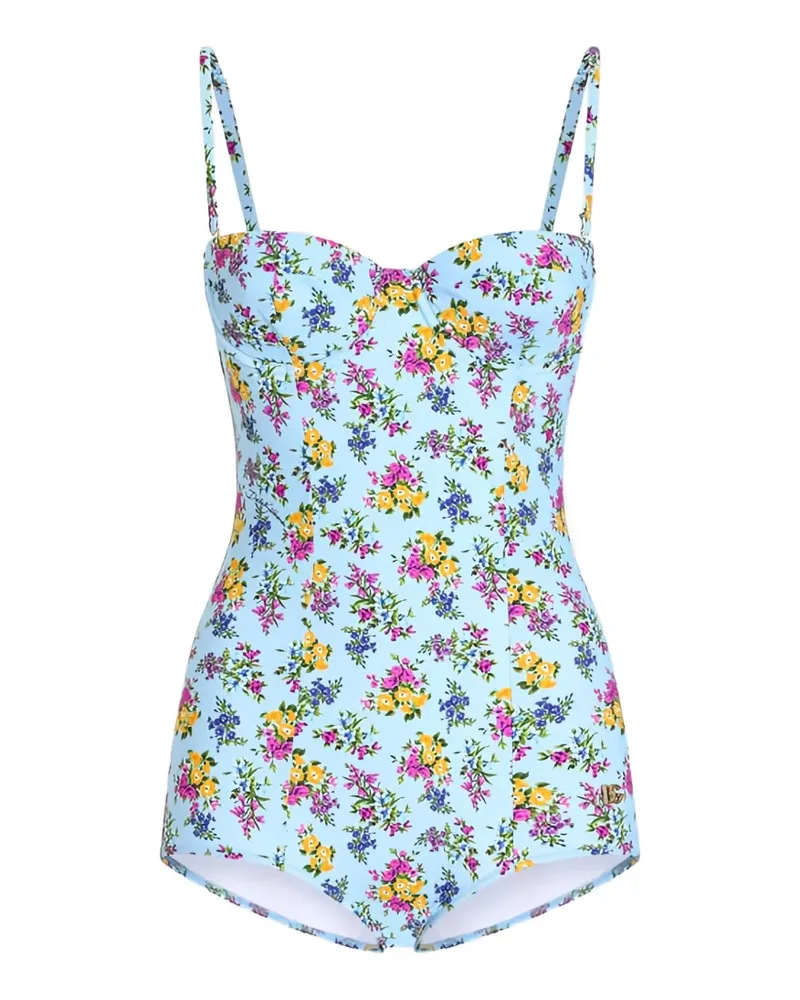 Dolce & Gabbana Badeanzug mit Blumen-Print - Blau Blau