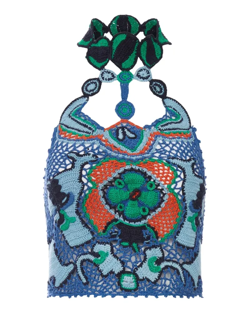 Etro crochet-knit crop top - Blau Blau
