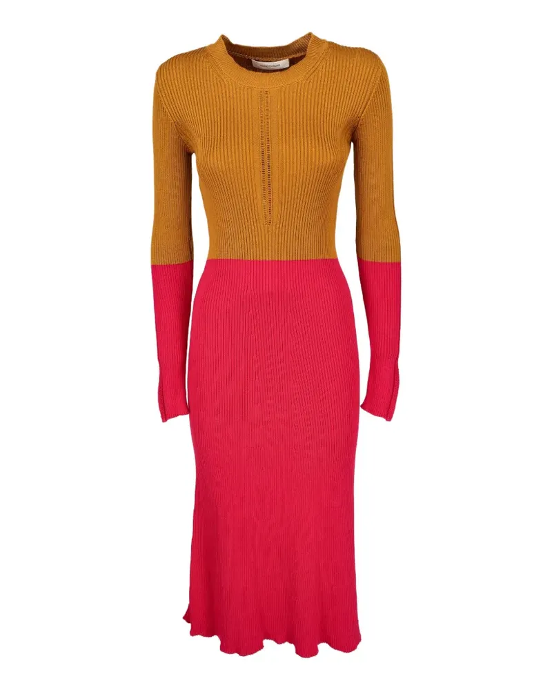 Cédric Charlier ribbed-knit colour-block midi dress - Braun Braun