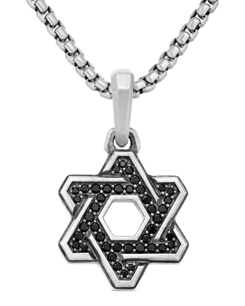 David Yurman Deco Star of David Sterlingsilber-Anhänger mit Diamant 24mm Silber