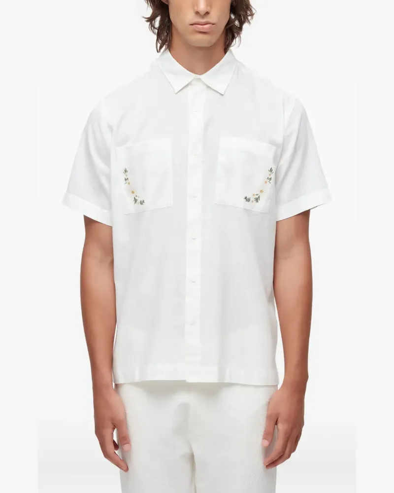 Osklen MC Hemd mit Margeriten-Stickerei - Weiß Weiß