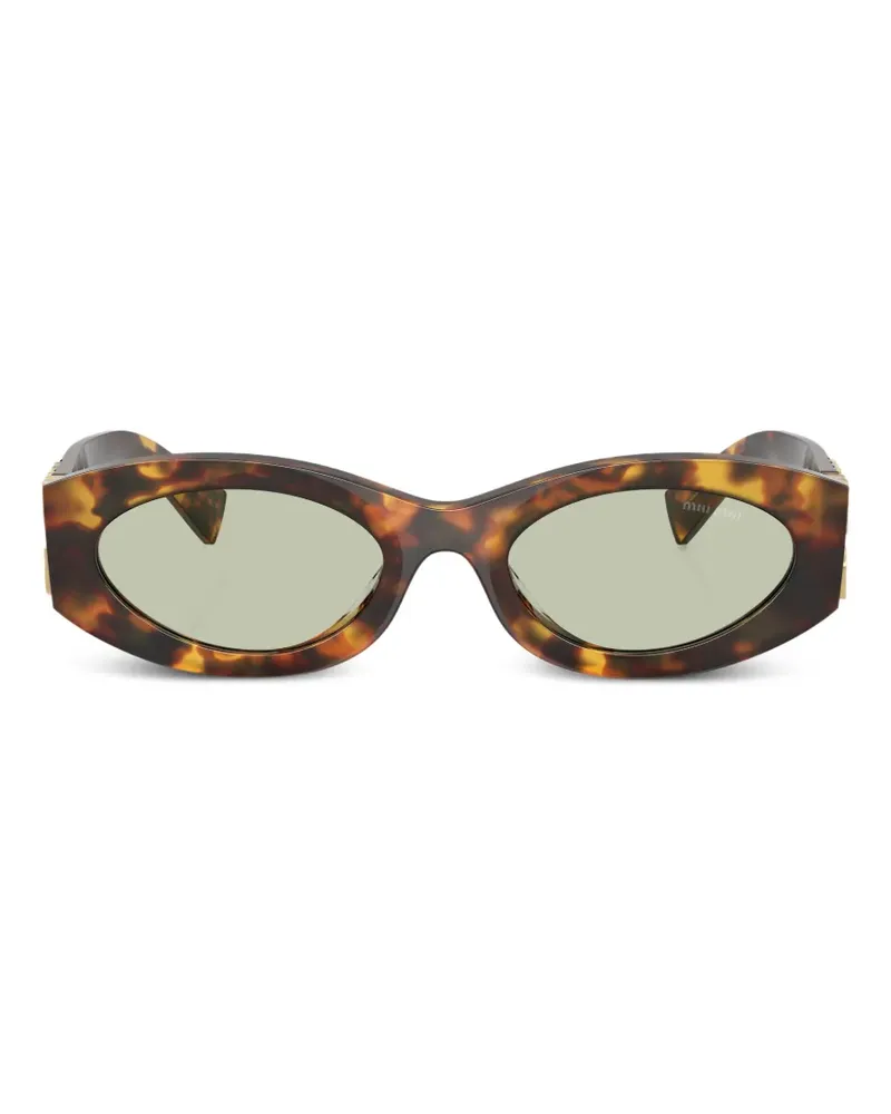 Miu Miu Ovale Sonnenbrille in Schildpattoptik - Braun Braun