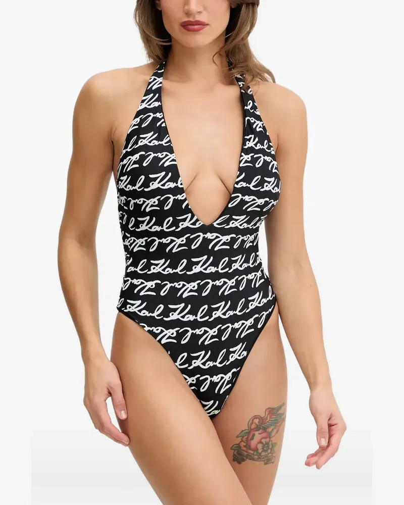 Karl Lagerfeld Badeanzug mit Print - Schwarz Schwarz