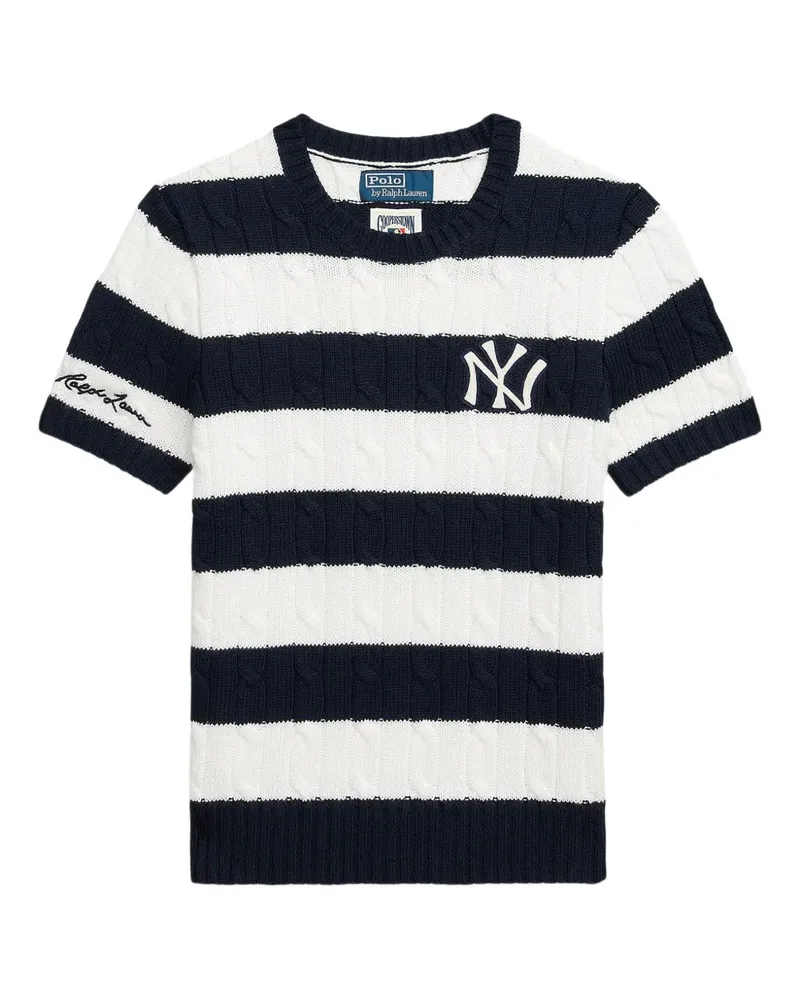 Ralph Lauren Gestreifter Pullover mit Zopfmuster - Weiß Weiß