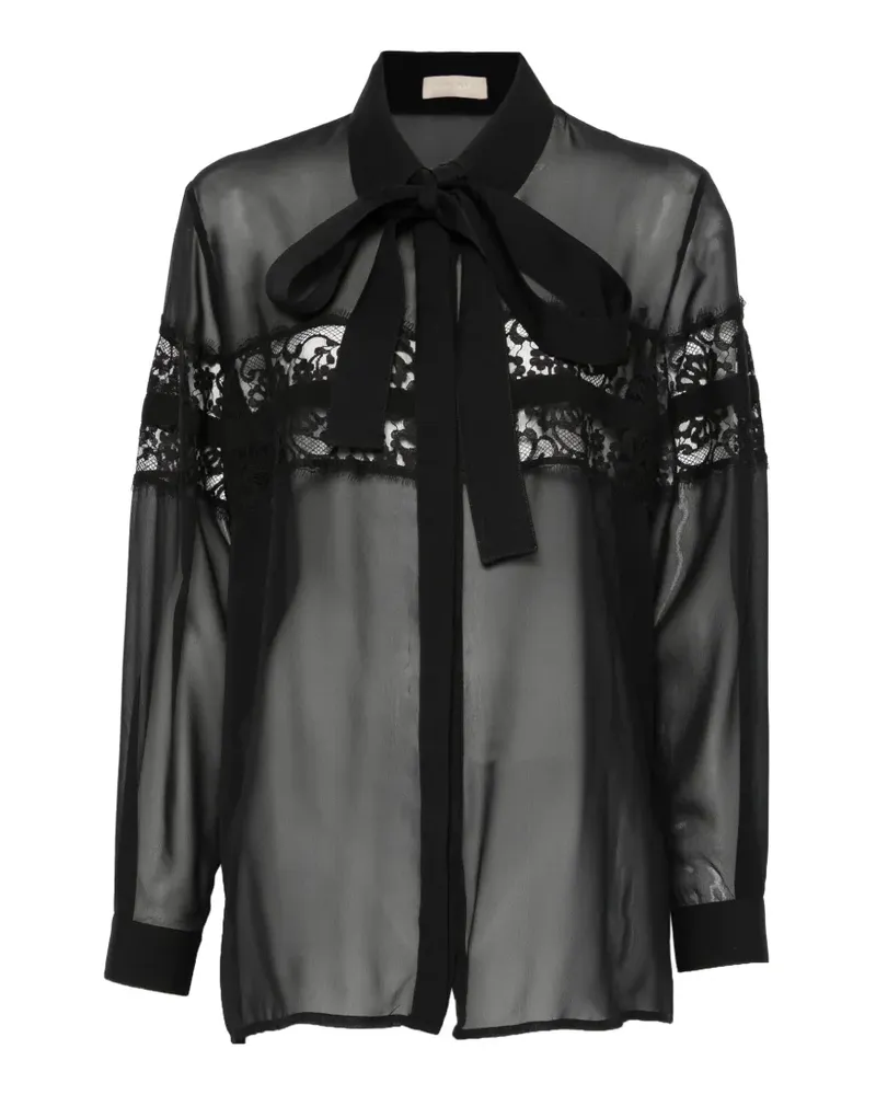 Elie Saab Hemd mit Spitzenschleife - Schwarz Schwarz