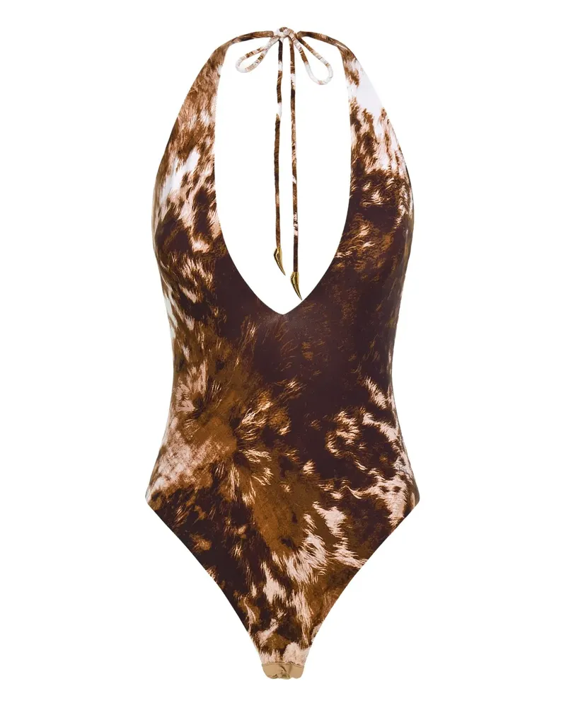 Roberto Cavalli appaloosa-print bodysuit - Braun Braun