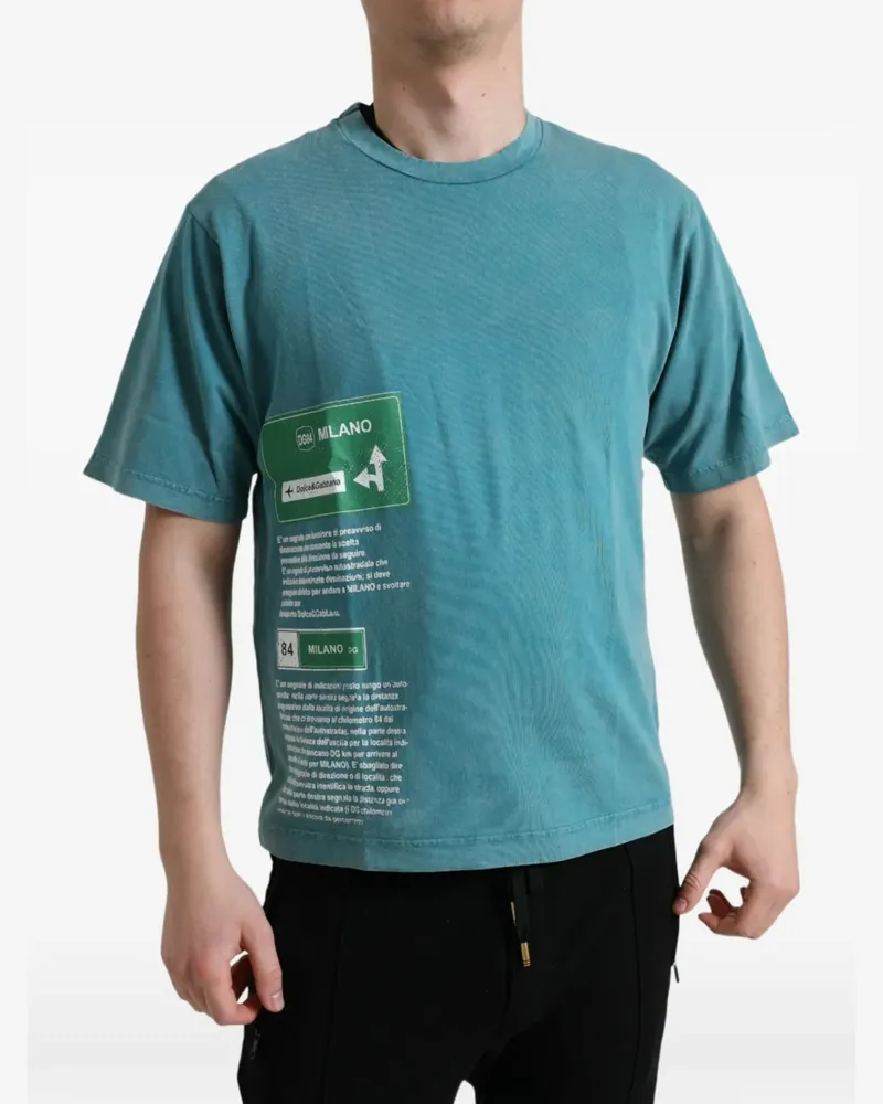 Dolce & Gabbana T-Shirt mit Milano-Print - Blau Blau