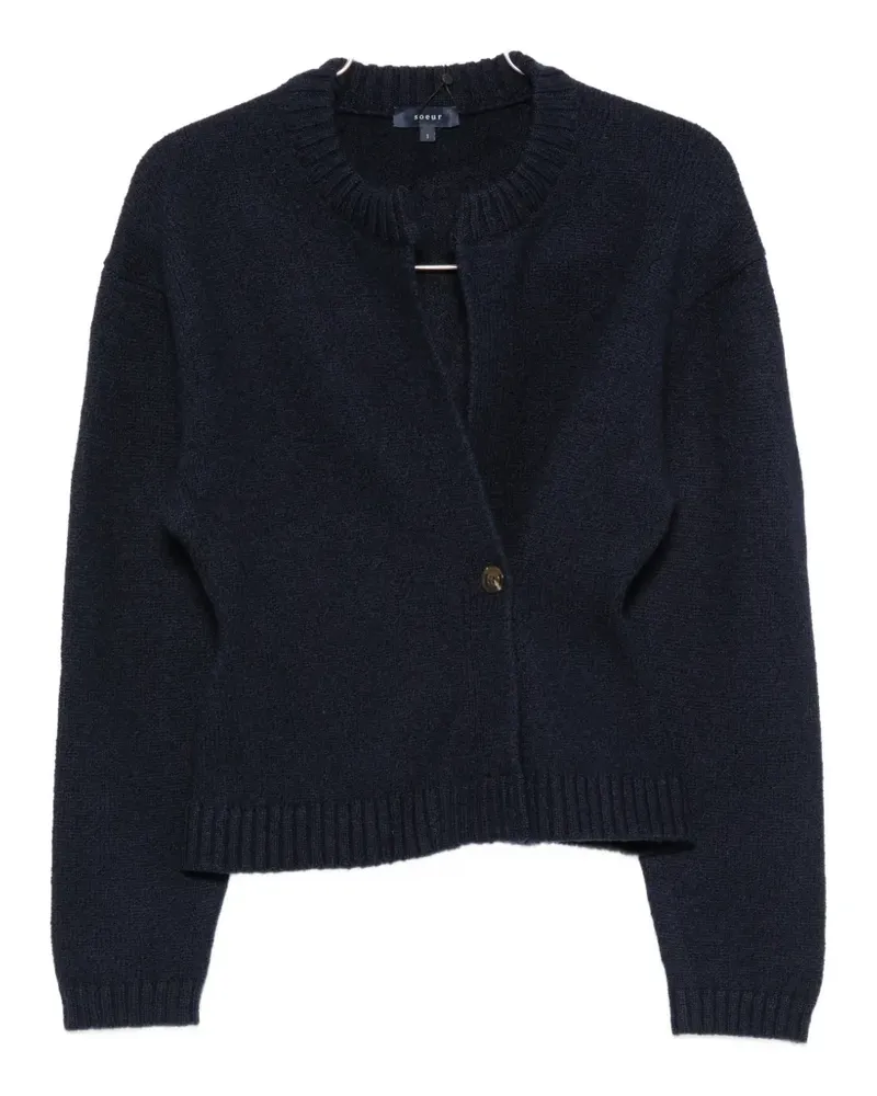Soeur wrap-front ribbed-trim cardigan - Blau Blau