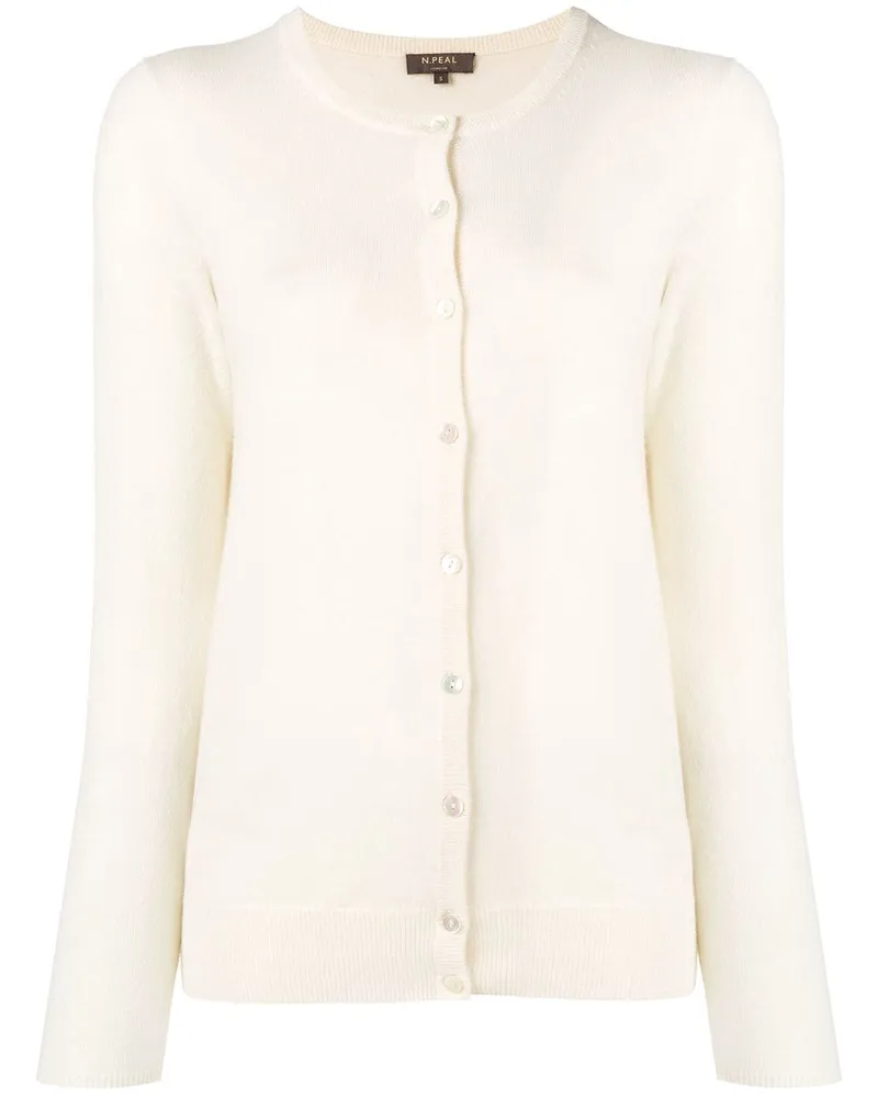 N.Peal Cardigan mit rundem Ausschnitt - Weiß Weiß