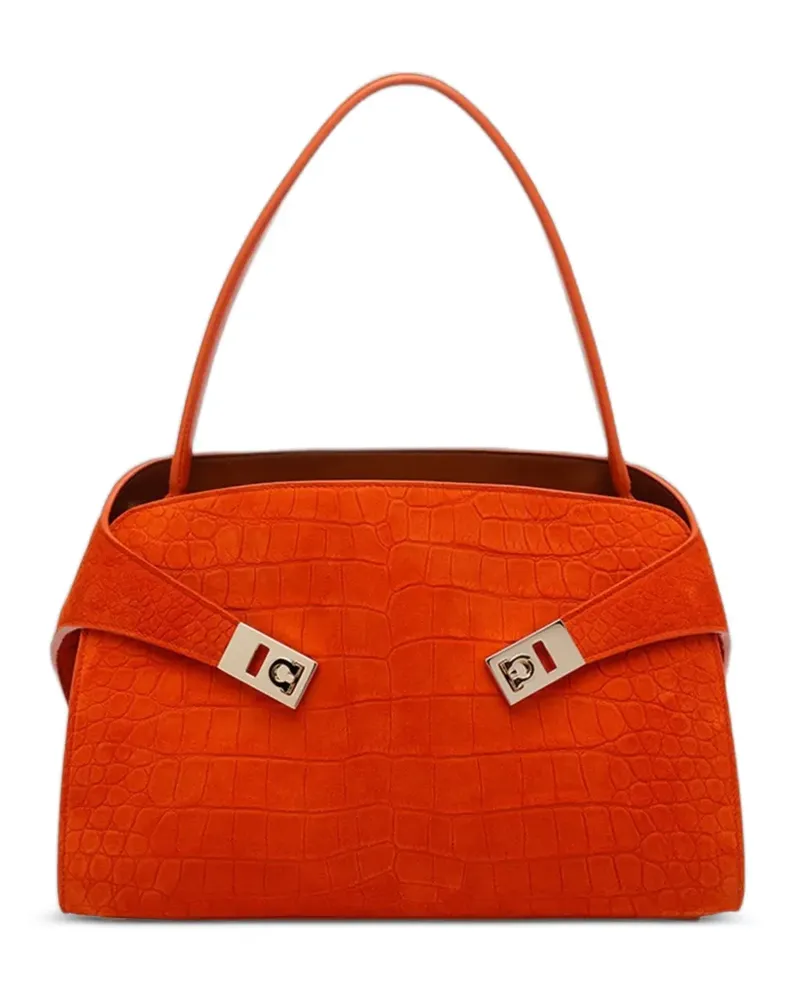 Ferragamo Hug Schultertasche mit Kroko-Effekt - Orange Orange