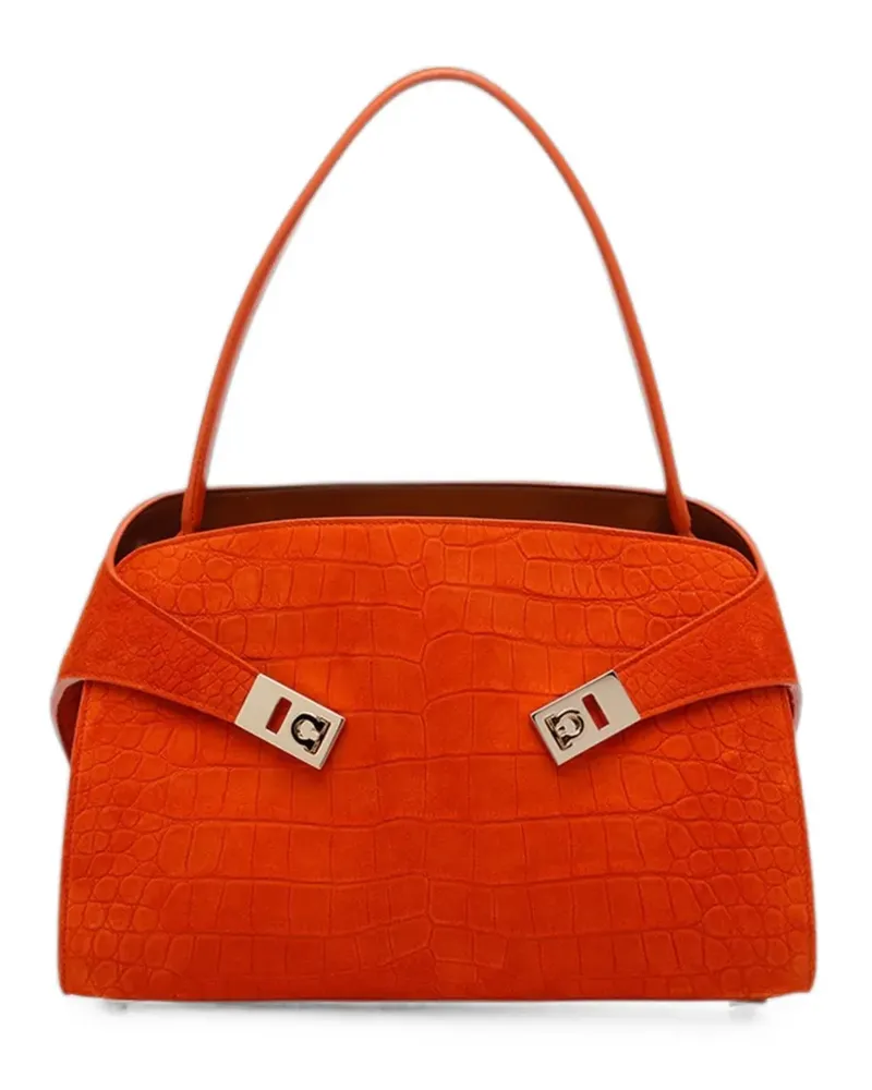 Ferragamo Hug croc-effect shoulder bag - Orange Orange
