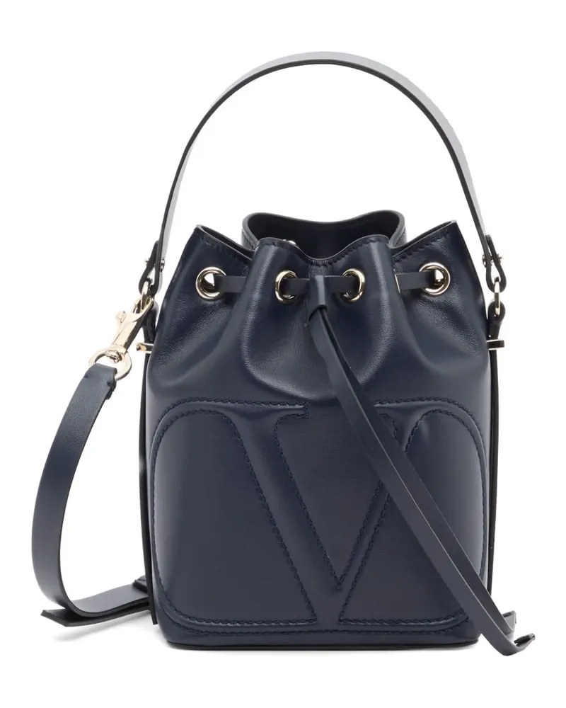 Valentino Garavani VLogo Walk bucket bag in calfskin - Blau Blau