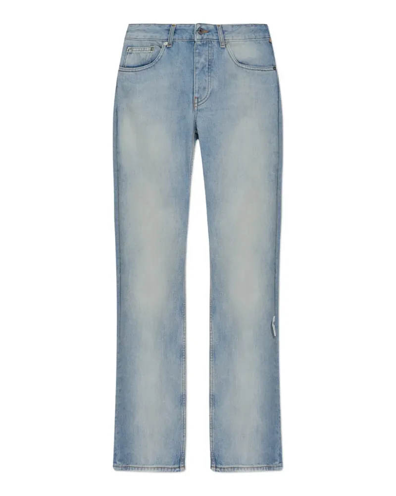 OFF-WHITE logo-tag straight-leg jeans - Blau Blau