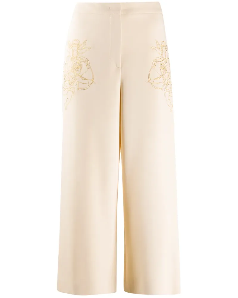 Moschino Bestickte Cropped-Hose - Nude Nude
