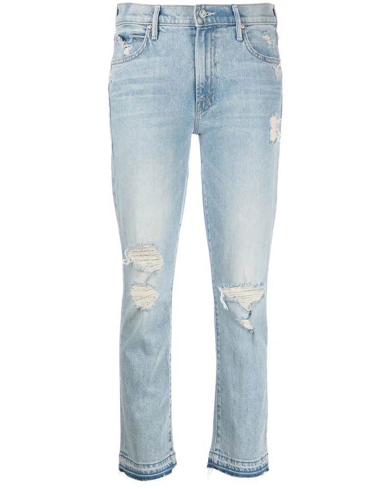 Mother The Rascal Distressed-Jeans Blau