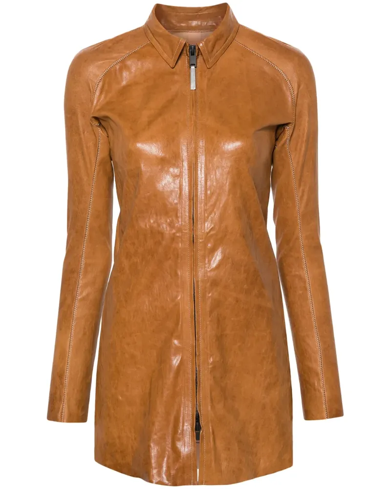 Isaac Sellam Lederjacke mit markanten Nähten - Braun Braun