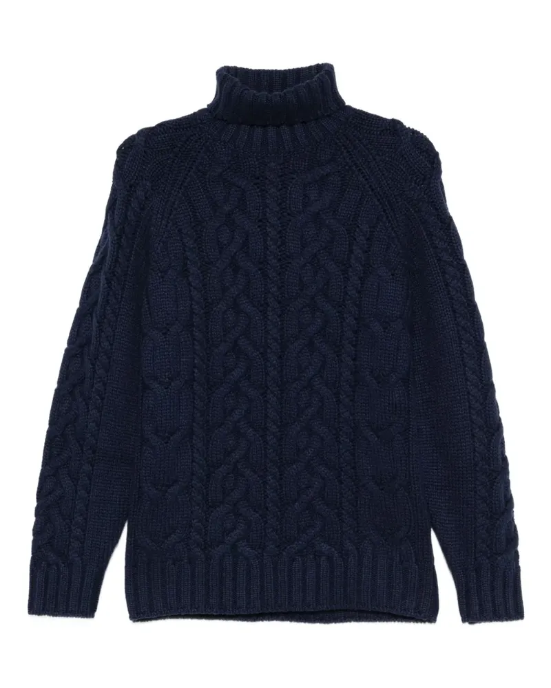 Brunello Cucinelli Rollkragenpullover mit Zopfmuster - Blau Blau