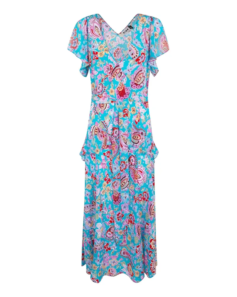 RIXO Kleid mit V-Ausschnitt - Blau Blau