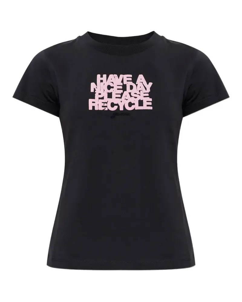Ganni slogan-print T-shirt - Schwarz Schwarz