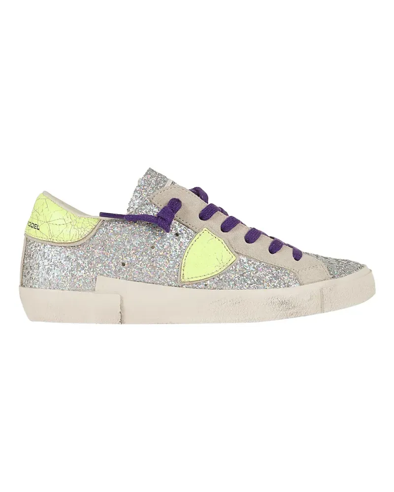 Philippe Model glitter-effect leather sneakers - Silber Silber