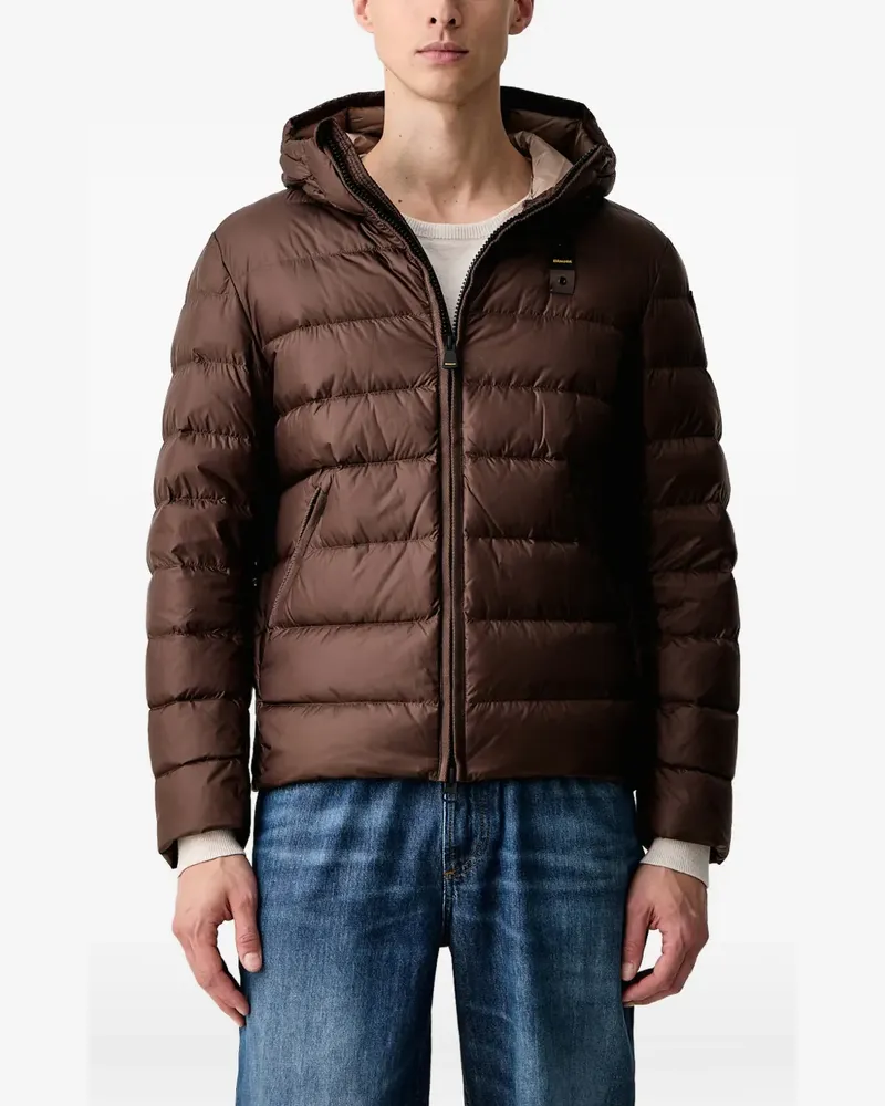 Blauer Gefütterte Kapuzenjacke - Braun Braun