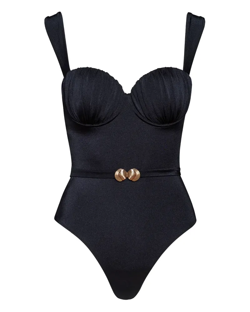 Noire Swimwear Balconette-Badeanzug mit Gürtel - Schwarz Schwarz