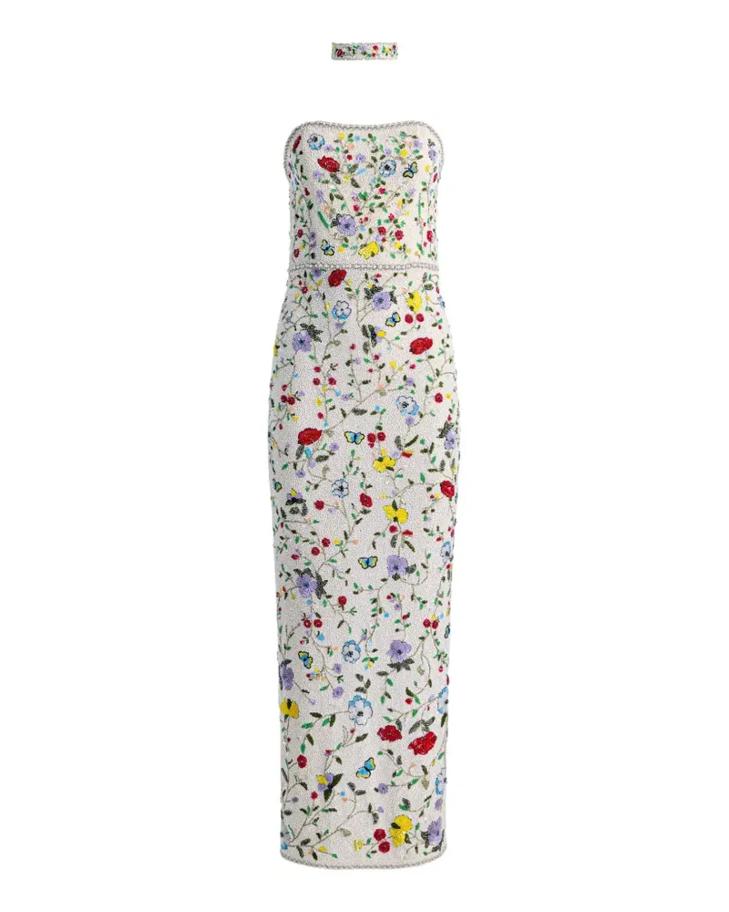 Alice + Olivia Georgie bead-embellished floral-print dress - Weiß Weiß