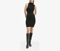 Verziertes Minikleid mit Stehkragen - Schwarz