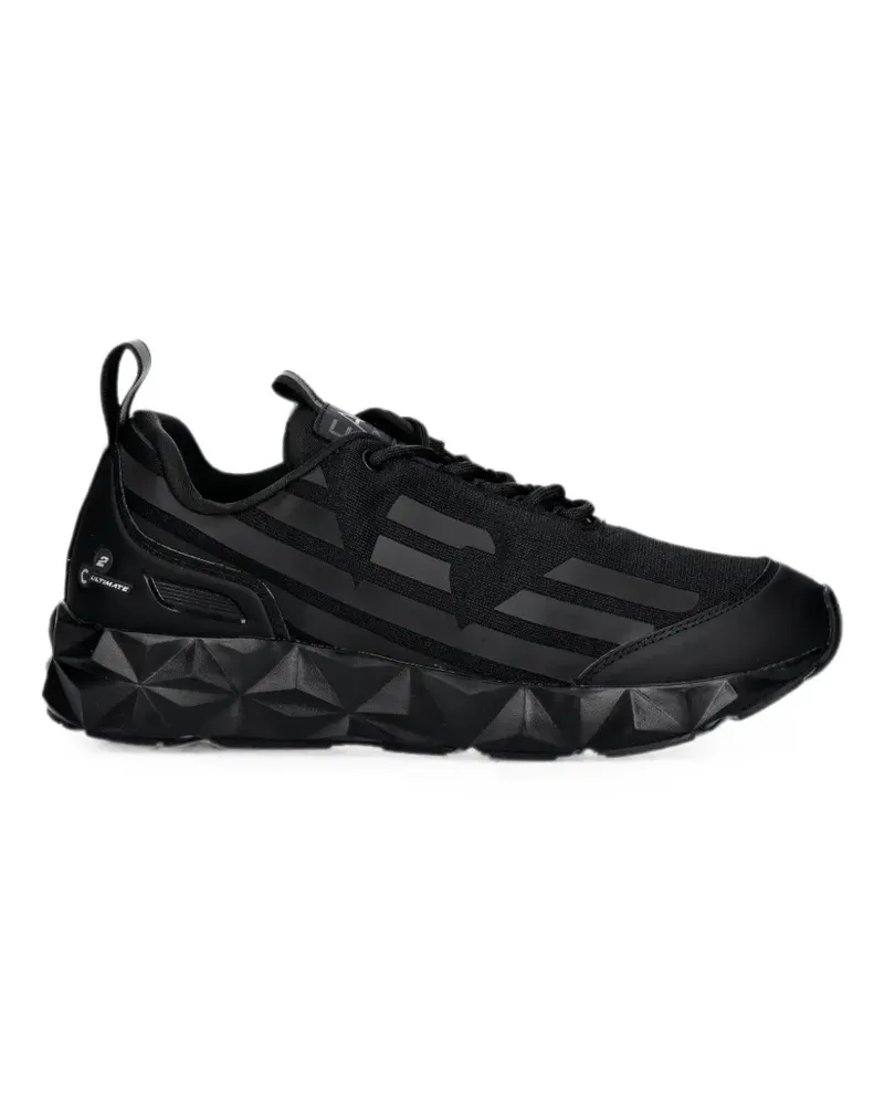 EA7 logo-print faceted-sole sneakers - Schwarz Schwarz