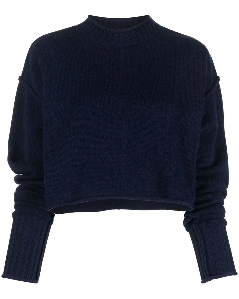 SPORTMAX Gerippter Cropped-Pullover - Blau Blau