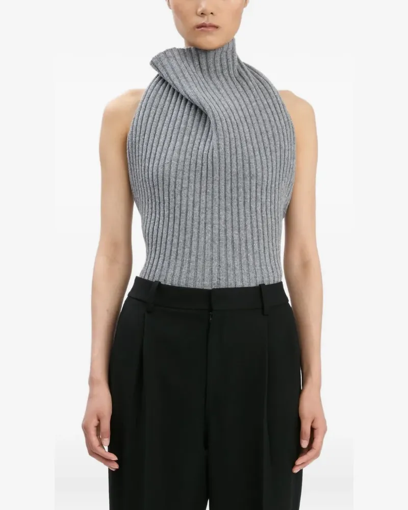Victoria Beckham Geripptes Neckholder-Top - Grau Grau